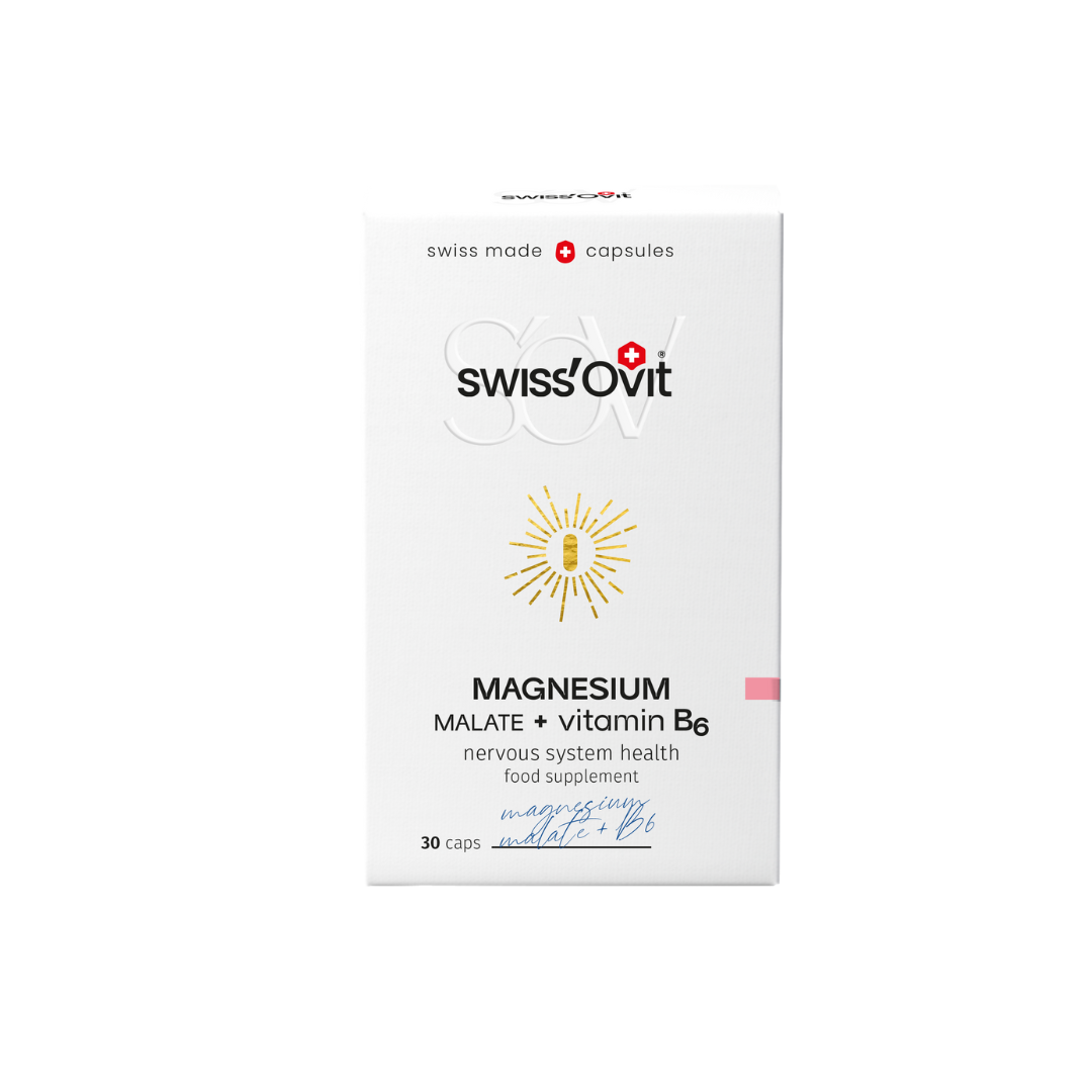 SwissOvit Magnio malatas + vitaminas B6, 30 kapsulių